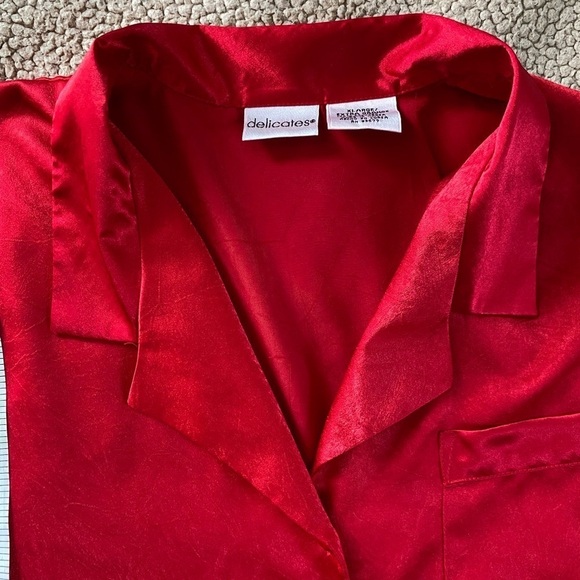 Delicates Red Long Sleeves Nightgown Top, size: XL - Picture 6 of 11